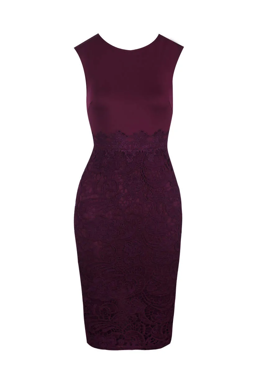 Plum Crochet Skirt Midi Dress sold by AX Paris product image thumbnail 2