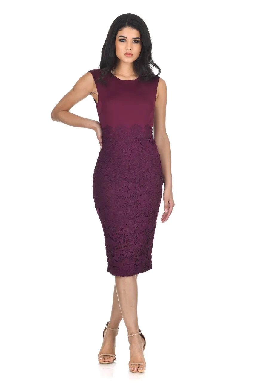 Plum Crochet Skirt Midi Dress sold by AX Paris product image thumbnail 3