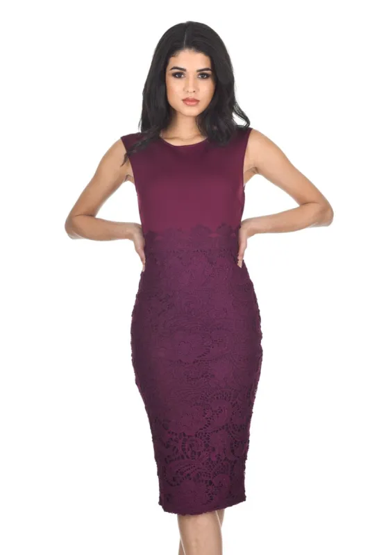 Plum Crochet Skirt Midi Dress sold by AX Paris