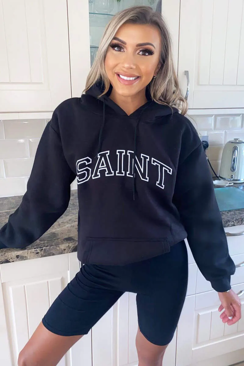 Black Saint Oversized Hoodie sold by AX Paris