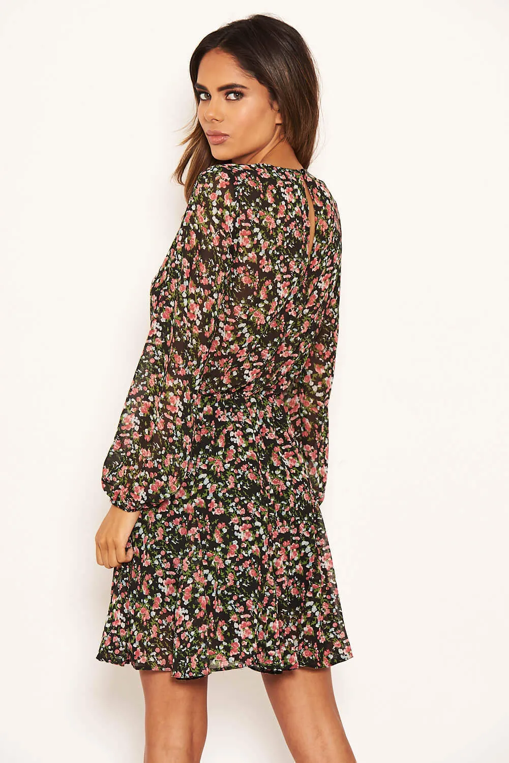 Black Chiffon Ditsy Floral Dress sold by AX Paris product image thumbnail 5