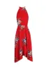 Red Floral Asymmetric Choker Neck Maxi Dress sold by AX Paris