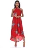 Red Floral Asymmetric Choker Neck Maxi Dress sold by AX Paris