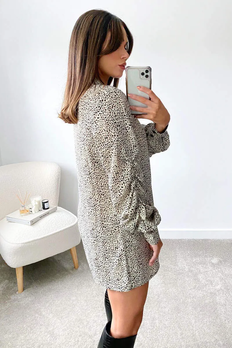 Cream Animal Printed Button up Shirt Dress sold by AX Paris product image thumbnail 5