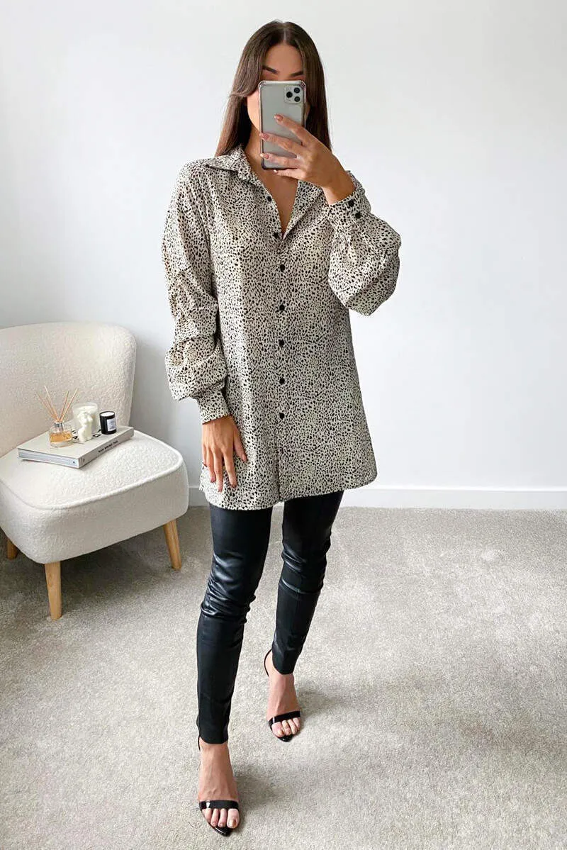 Cream Animal Printed Button up Shirt Dress sold by AX Paris product image thumbnail 2