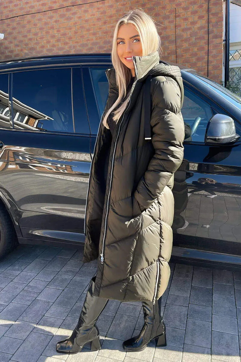 Khaki Long Puffer Coat sold by AX Paris product image thumbnail 2