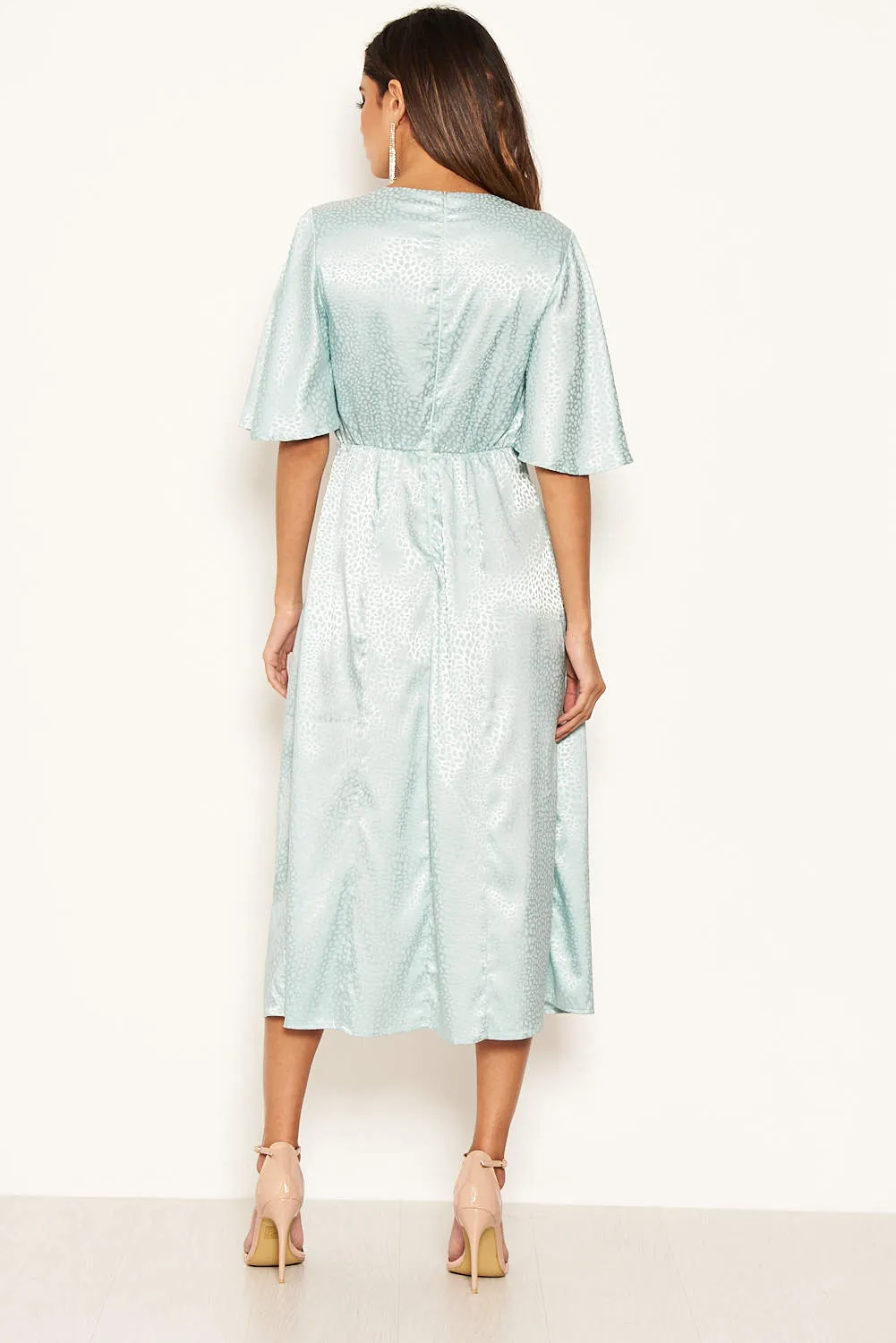 Blue Printed Satin Midi Dress sold by AX Paris product image thumbnail 4