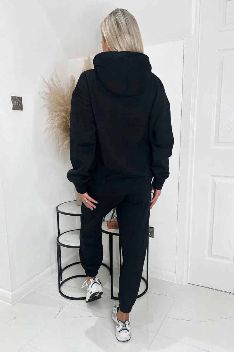 Black Atelier Embroidered Slogan Hoodie Lounge Set sold by AX Paris product image thumbnail 4