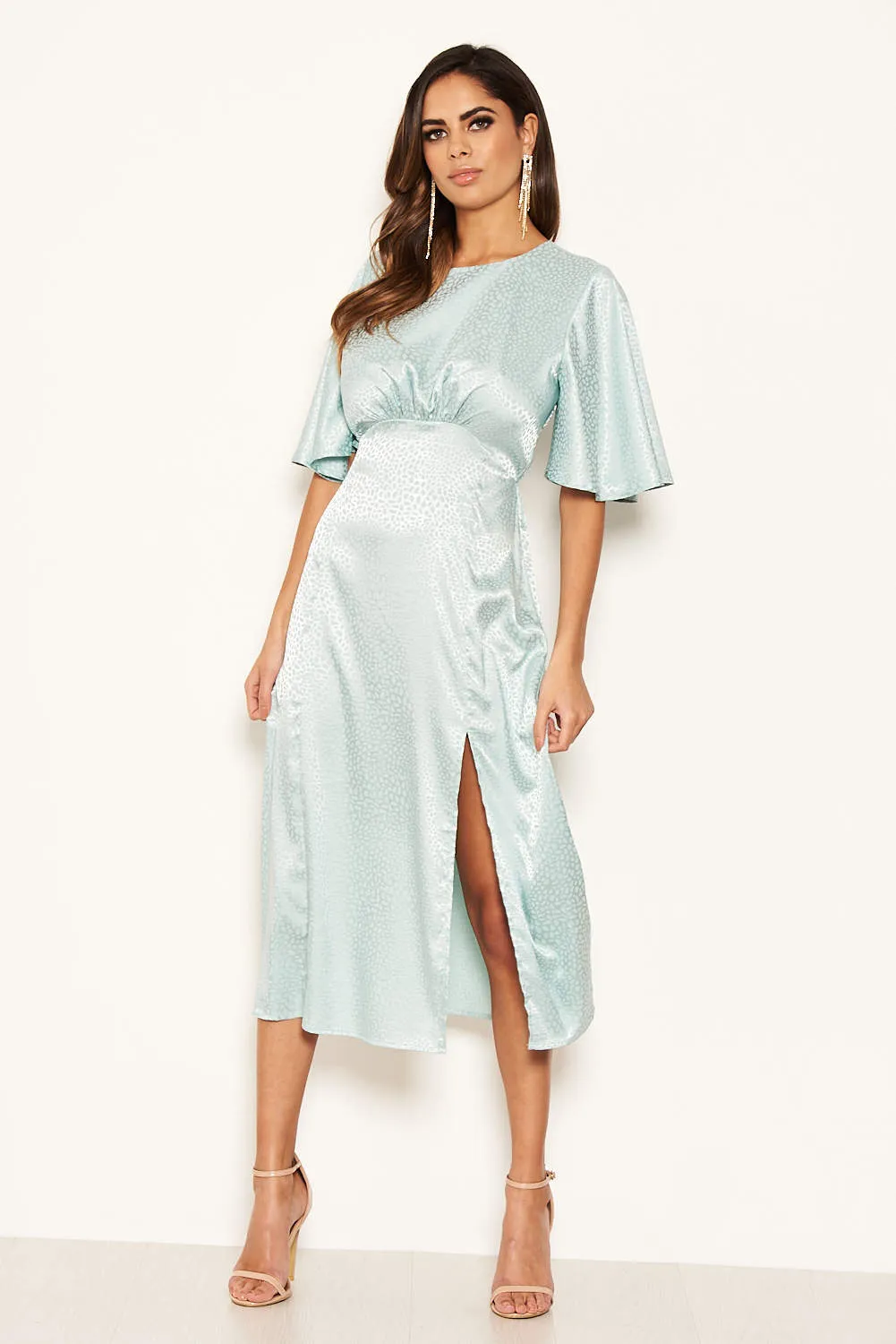 Blue Printed Satin Midi Dress sold by AX Paris product image thumbnail 2