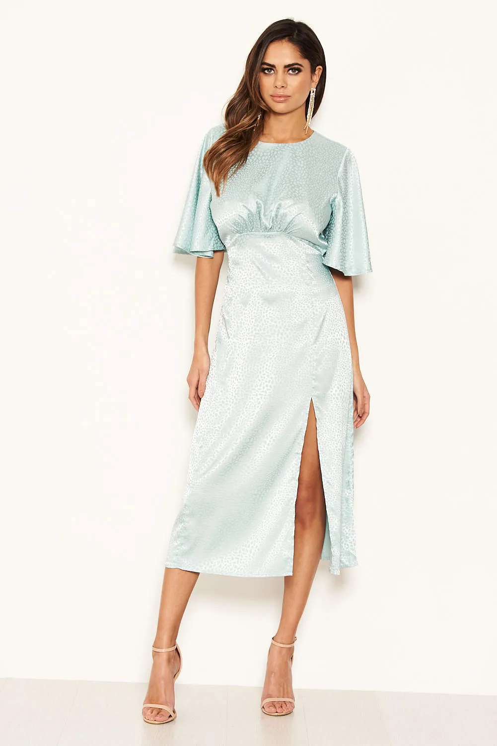 Blue Printed Satin Midi Dress sold by AX Paris product image thumbnail 3