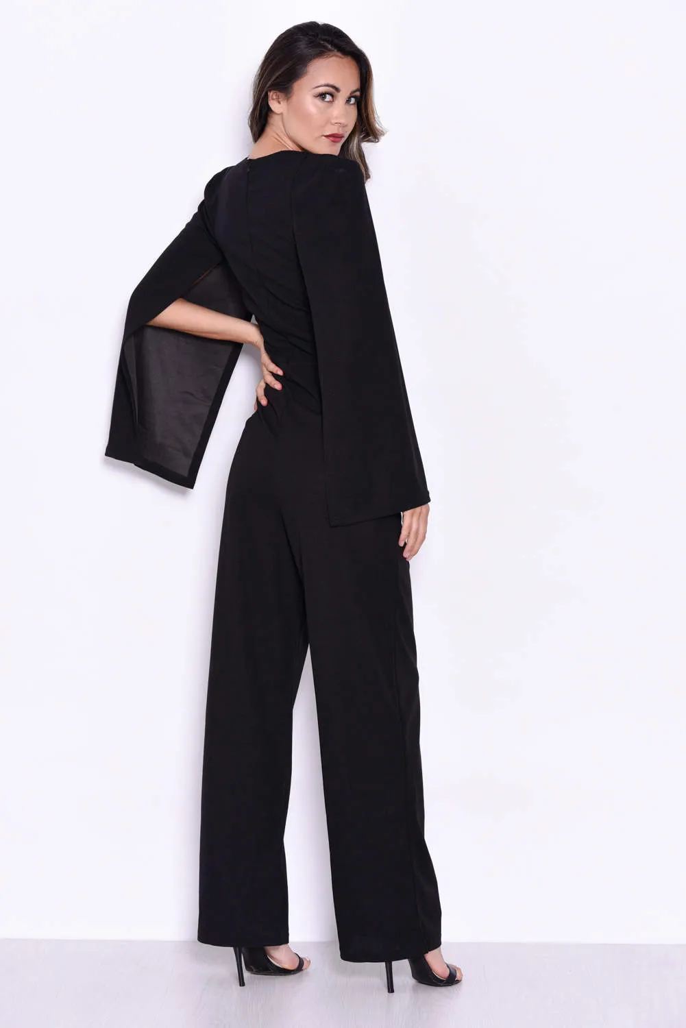 Black Plunge Wide Leg Jumpsuit sold by AX Paris product image thumbnail 3