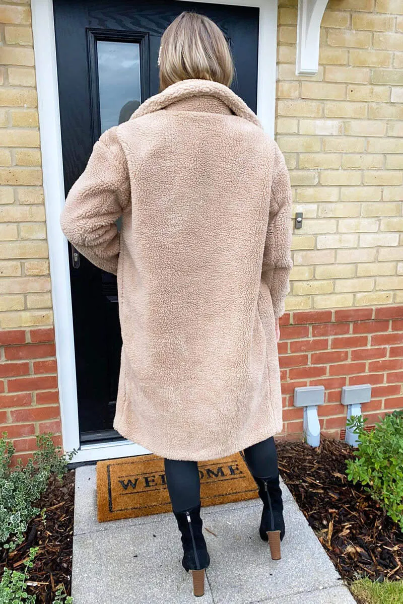 Oatmeal Faux Fur Teddy Coat sold by AX Paris product image thumbnail 4