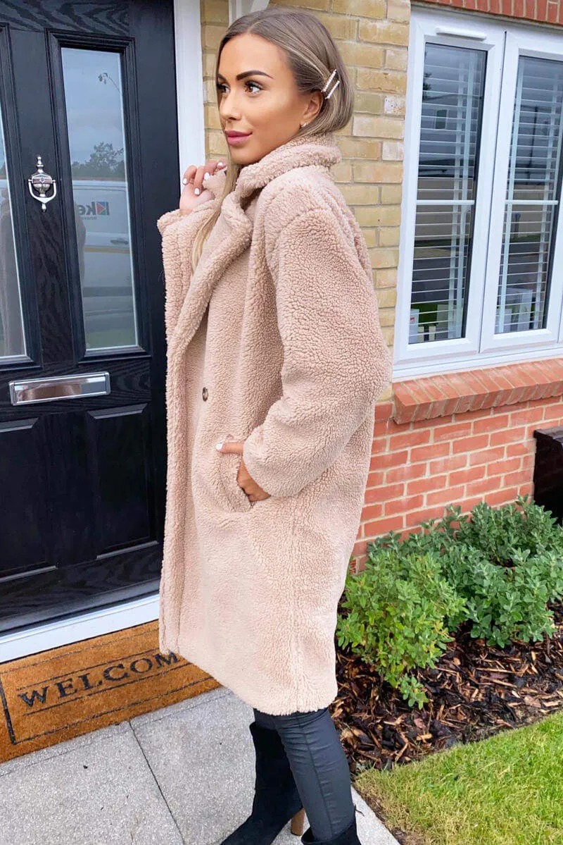 Oatmeal Faux Fur Teddy Coat sold by AX Paris product image thumbnail 3
