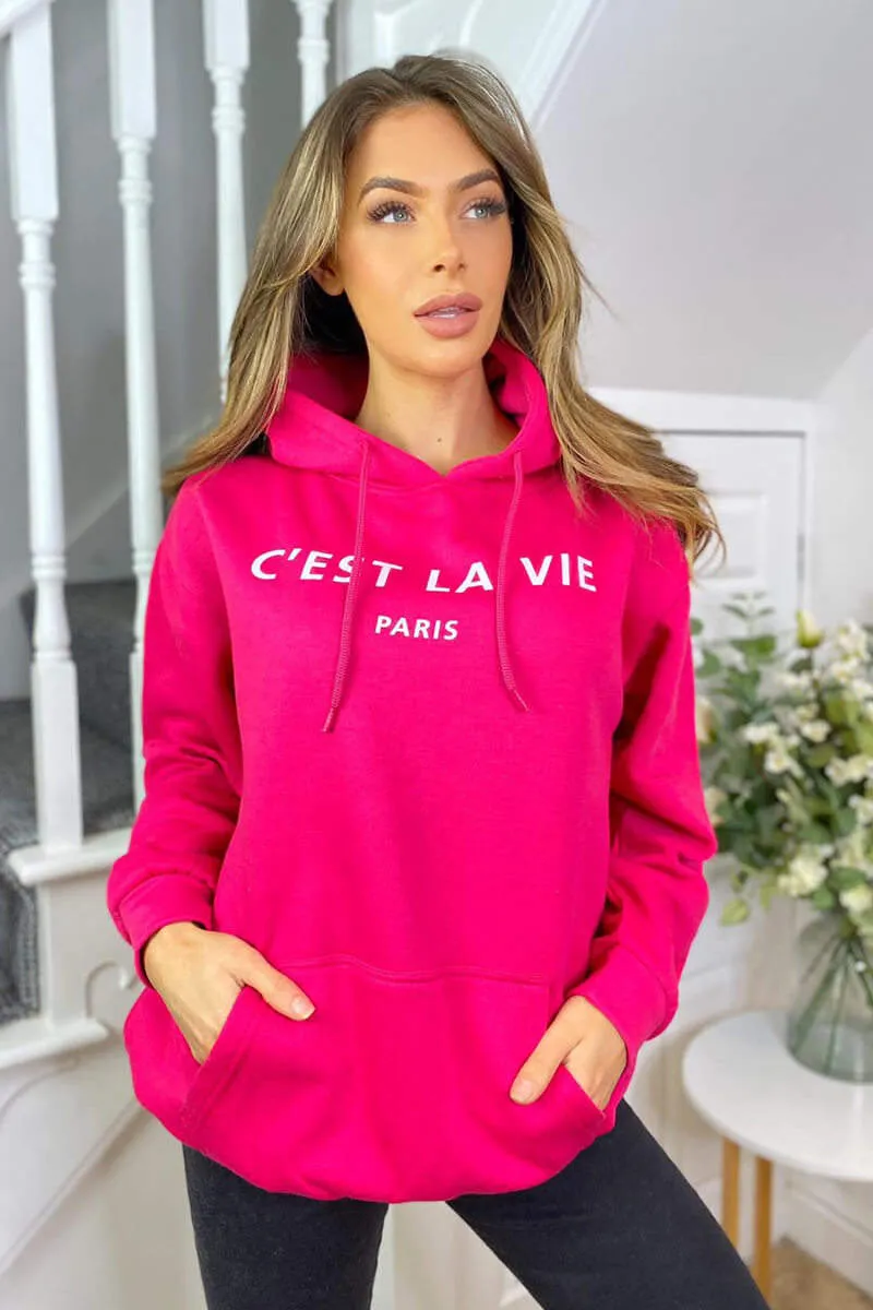 Cerise Cest La Vie Oversized Hoodie sold by AX Paris