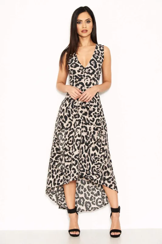 Leopard Print Frill Maxi Dress sold by AX Paris
