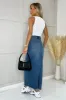 Mid Blue Frayed Hem Denim Midi Skirt sold by AX Paris