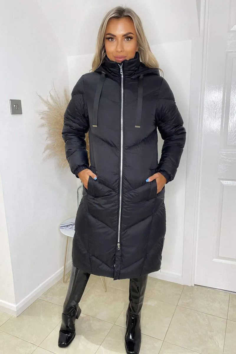 Black Long Puffer Coat sold by AX Paris product image thumbnail 3