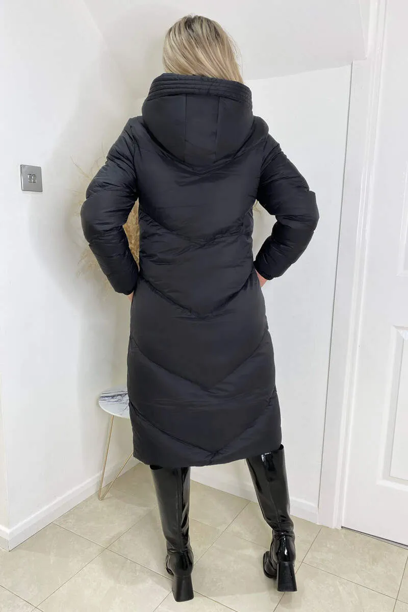Black Long Puffer Coat sold by AX Paris product image thumbnail 4