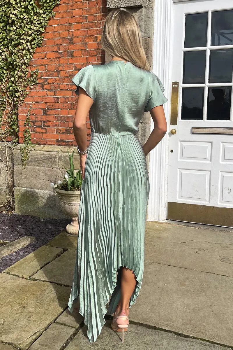 Duck Egg Wrap Top Zig Zag Hem Pleated Midi Dress sold by AX Paris product image thumbnail 4