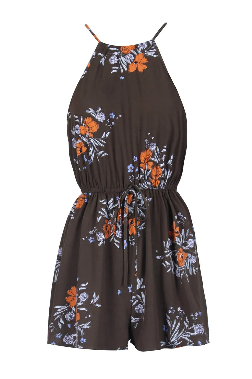 Khaki Floral Print Playsuit sold by AX Paris product image thumbnail 4