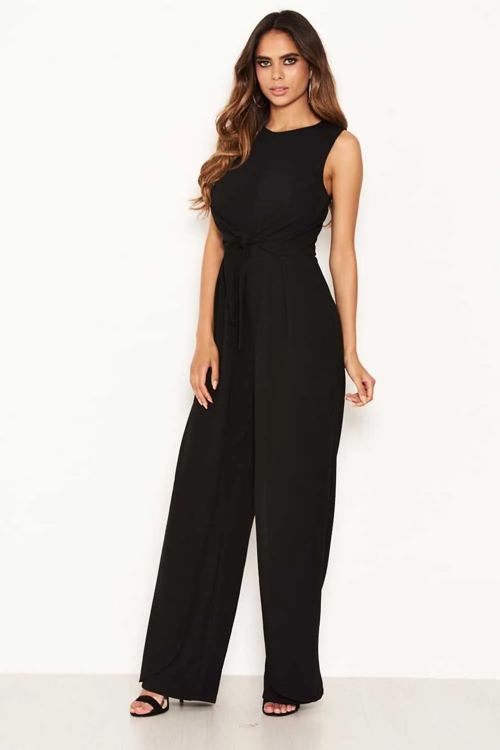 Black Knot Front Wide Leg Jumpsuit sold by AX Paris product image thumbnail 4