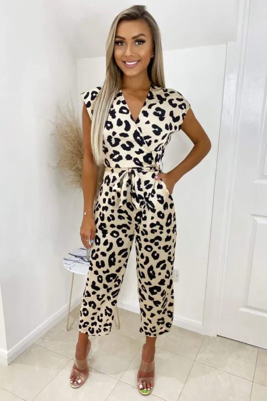 Multi Animal Printed Tie Waist Jumpsuit sold by AX Paris