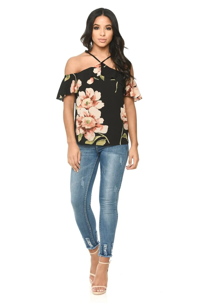 Black Floral Hatlerneck Top sold by AX Paris product image thumbnail 2