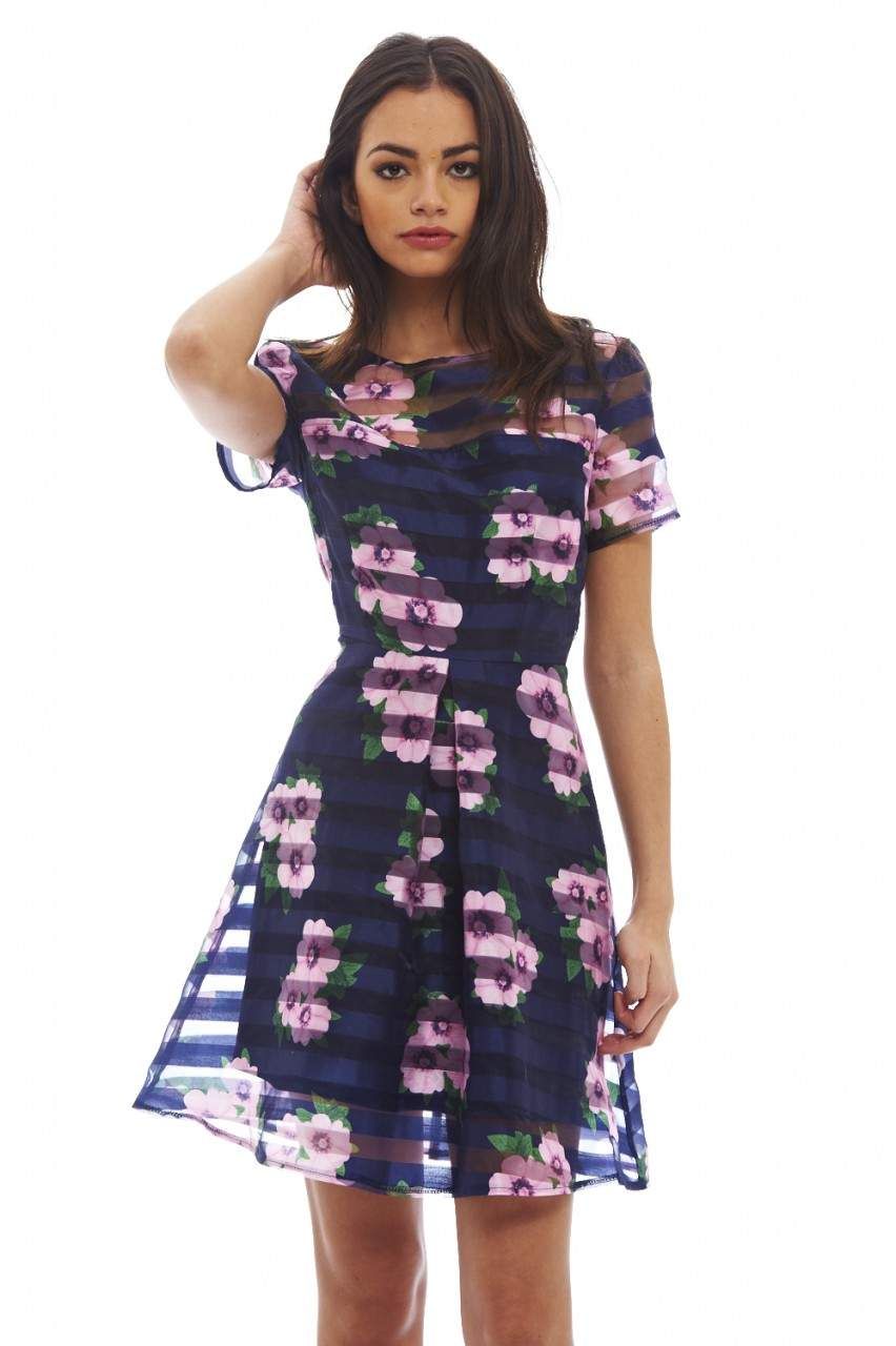 Floral Striped Skater Dress sold by AX Paris