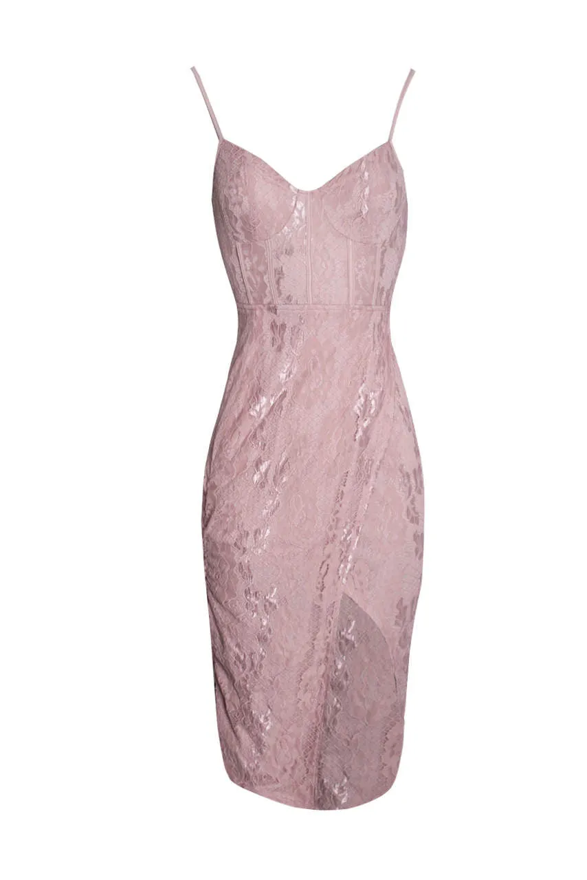 Pink Lace Strappy Midi Dress sold by AX Paris product image thumbnail 4
