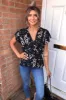 Black Floral Wrap Top sold by AX Paris