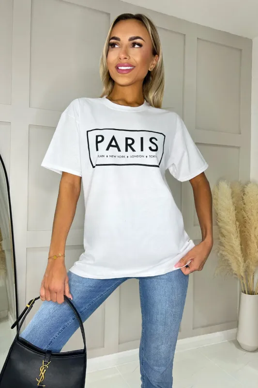 White Paris Slogan T-Shirt sold by AX Paris