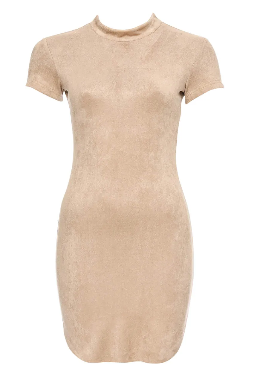 Faux Suede High Neck Mini Dress sold by AX Paris product image thumbnail 4