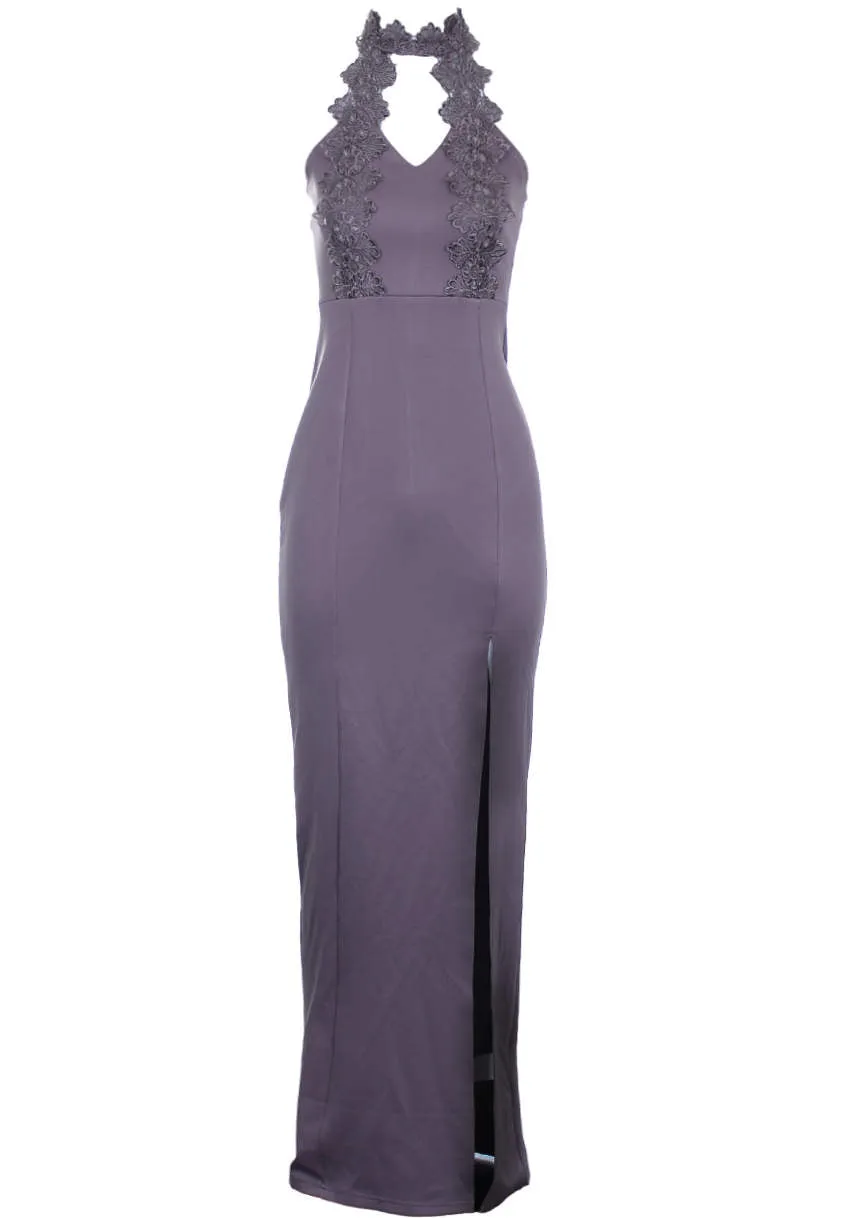 Pewter Maxi Dress With Choker Cut Out sold by AX Paris product image thumbnail 4