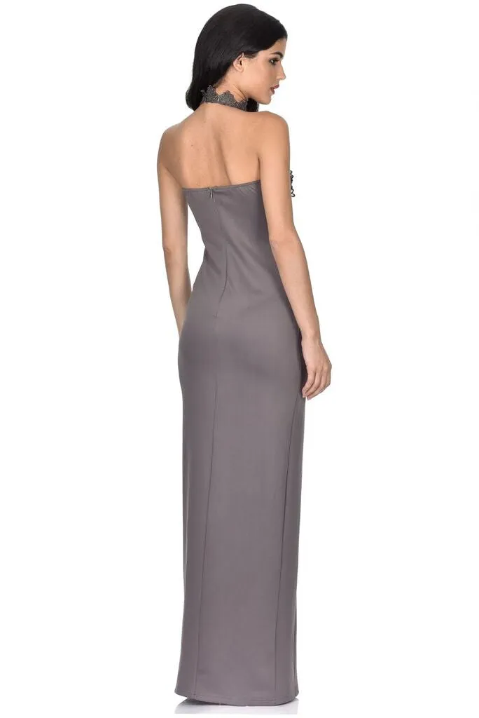 Pewter Maxi Dress With Choker Cut Out sold by AX Paris product image thumbnail 3