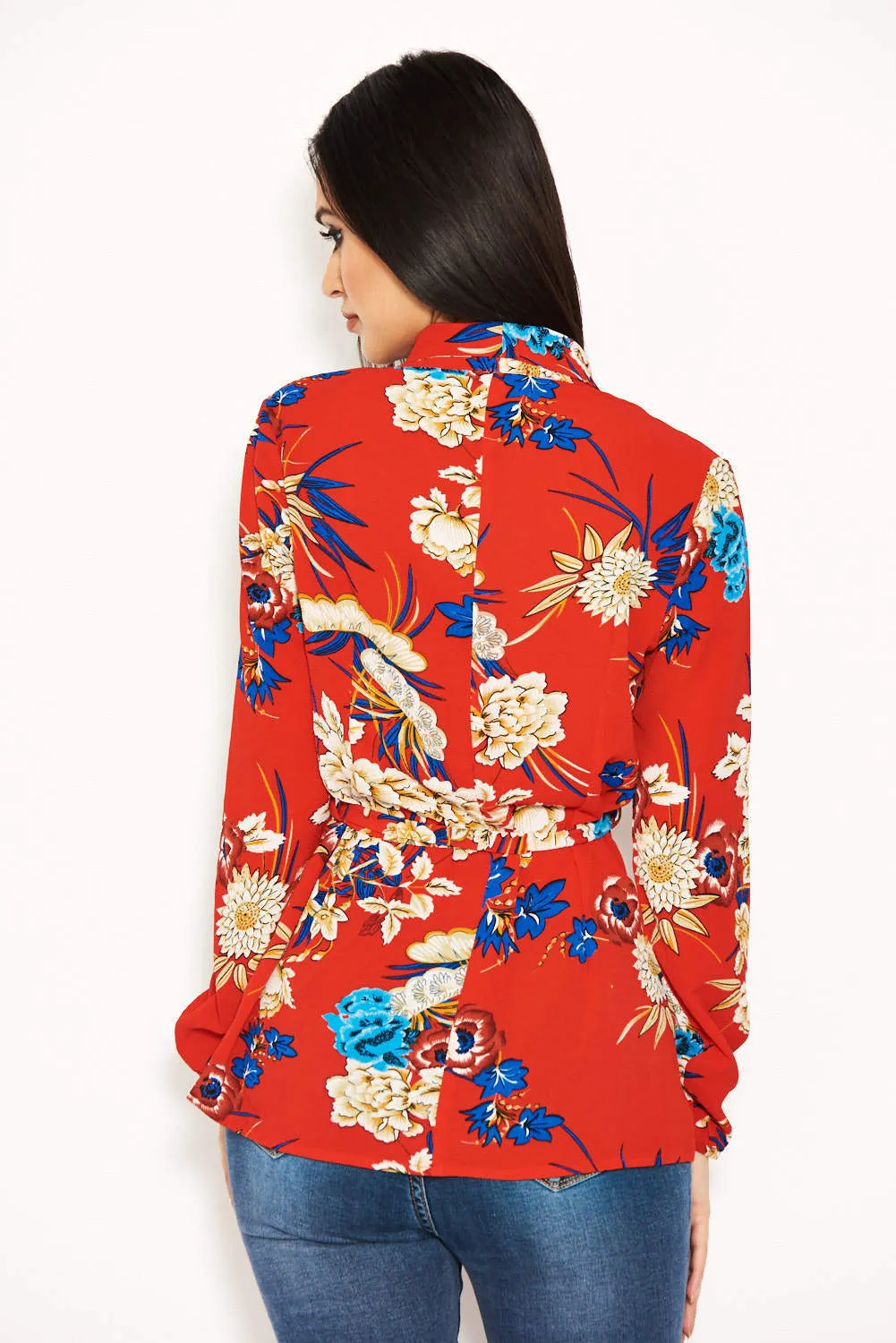 Red Floral Print Tie Waist Top sold by AX Paris product image thumbnail 3