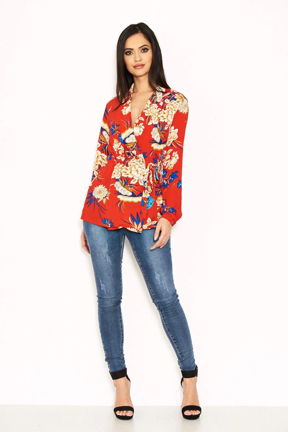 Red Floral Print Tie Waist Top sold by AX Paris product image thumbnail 2