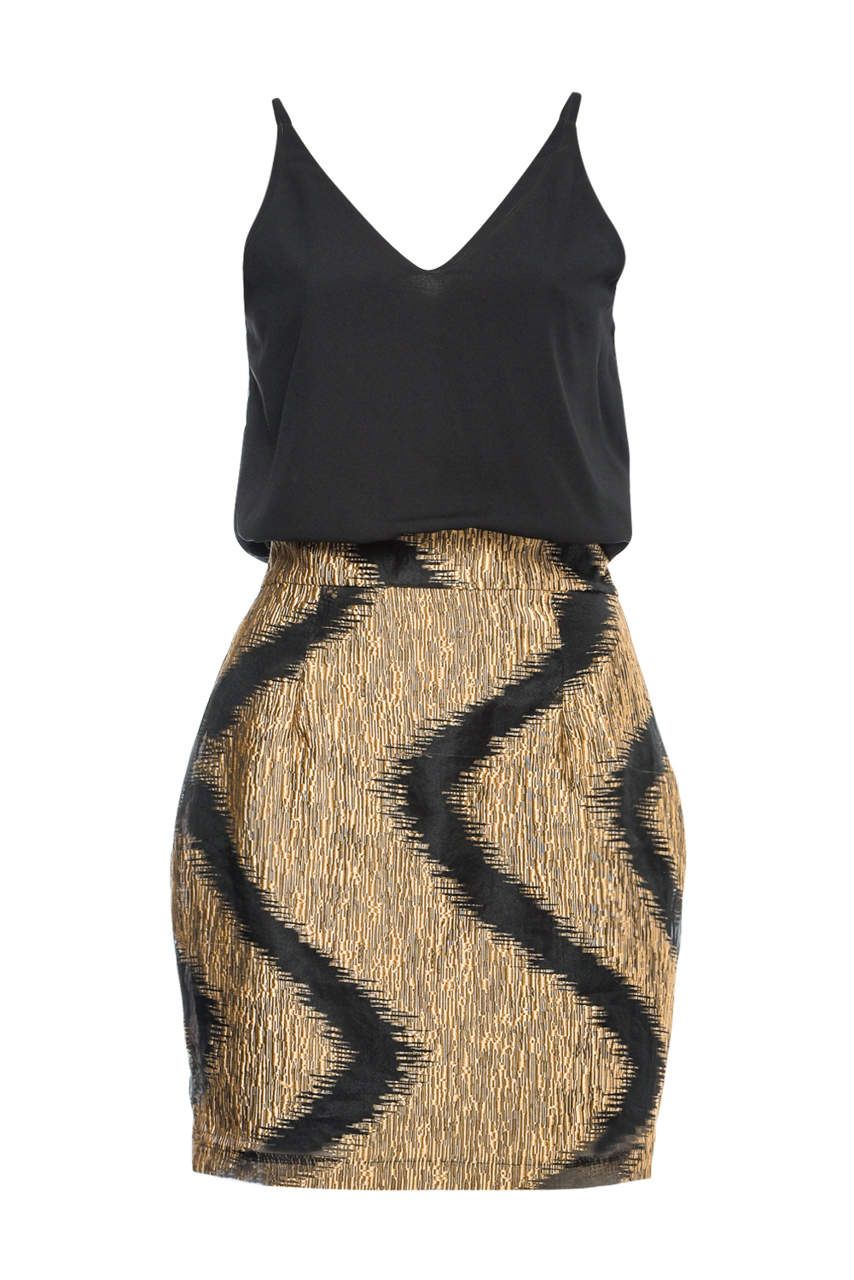 Black 2-in-1 mini dress with printed skirt sold by AX Paris product image thumbnail 4
