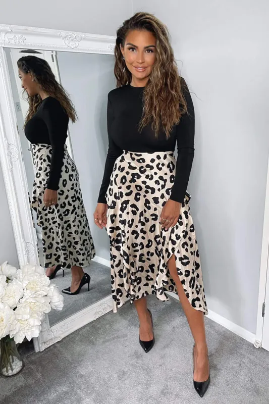 Multi Animal Print 2 in 1 Long Sleeve Midi Dress sold by AX Paris