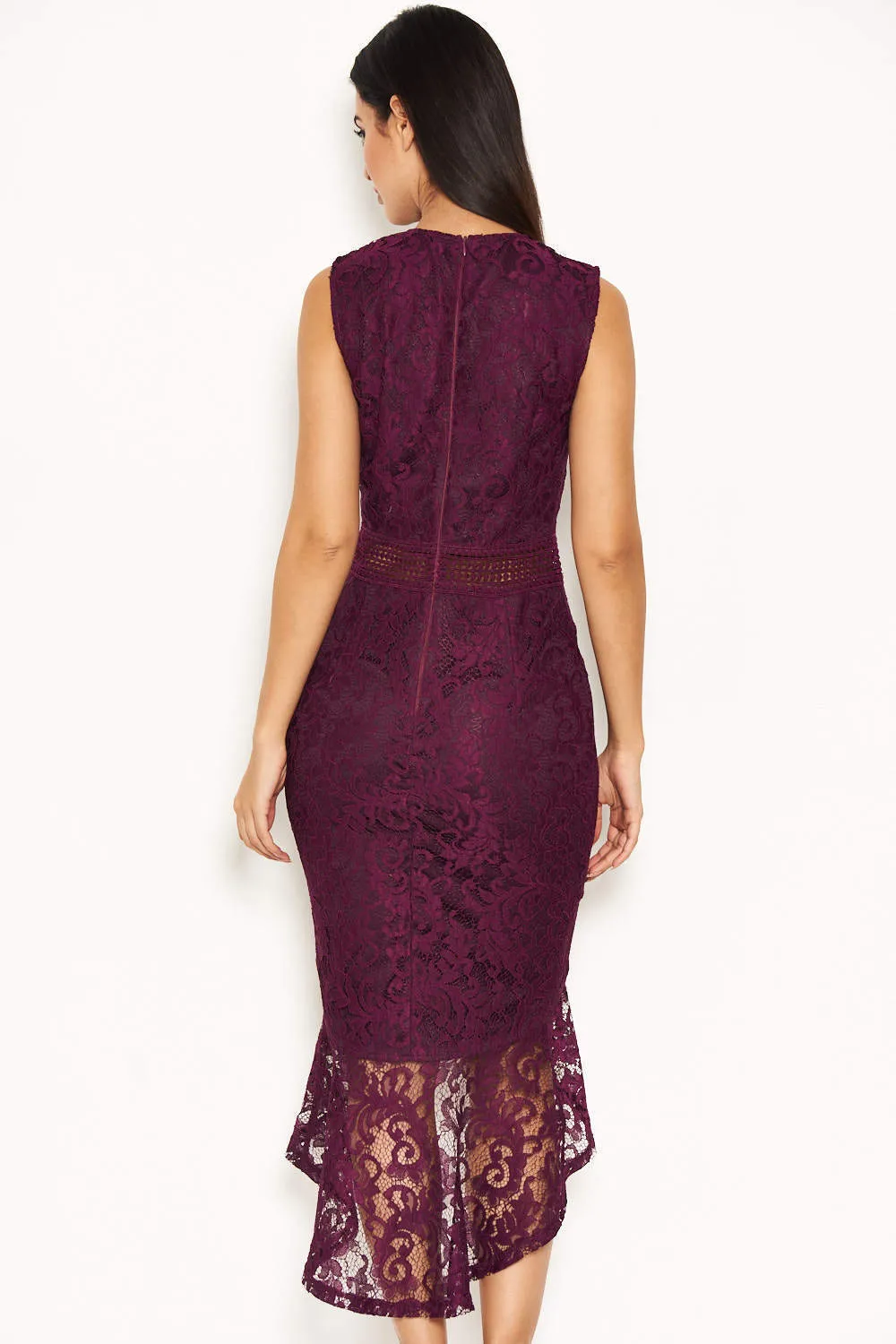Plum Fishtail Hem Lace Midi Dress sold by AX Paris product image thumbnail 3