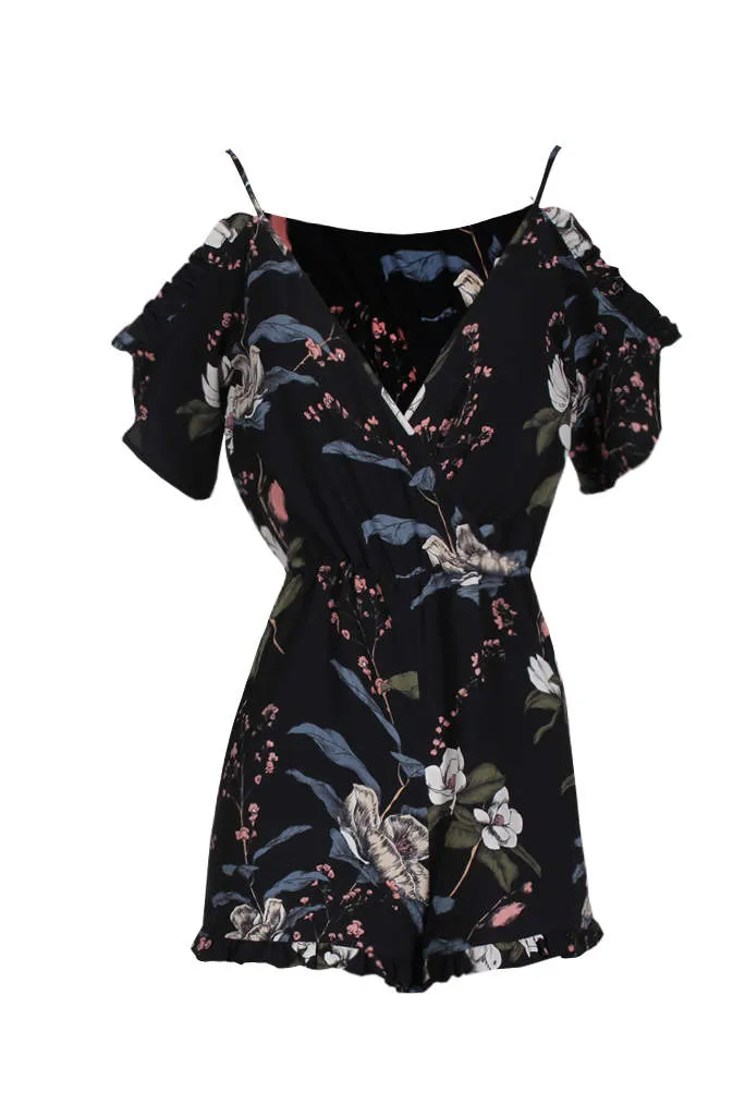 Black Frill Hem Floral Playsuit sold by AX Paris product image thumbnail 4