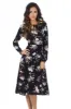 Black Floral Long Sleeve Swing Dress sold by AX Paris