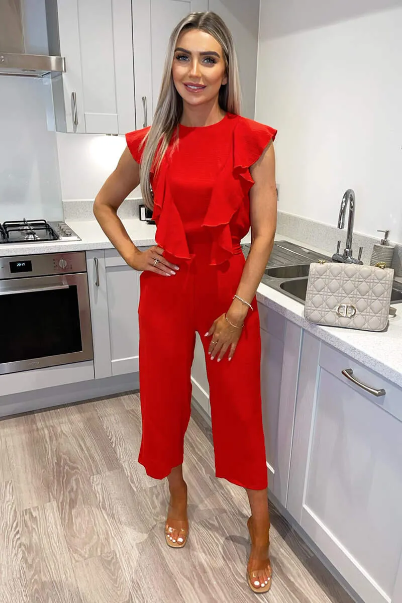 Red Frill Front Belted Jumpsuit sold by AX Paris product image thumbnail 2