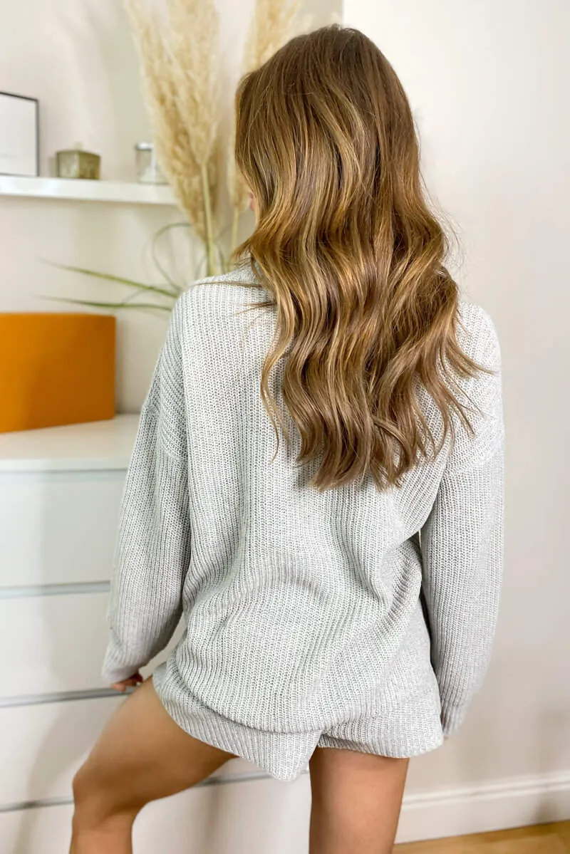 Grey Knitted Button Up Cardigan sold by AX Paris product image thumbnail 4