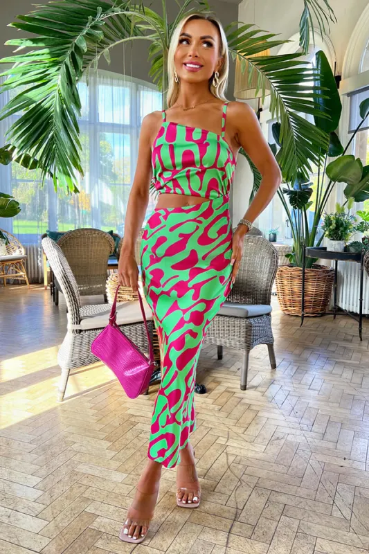Multi Abstract Print Asymmetric Cut Out Midi Dress sold by AX Paris