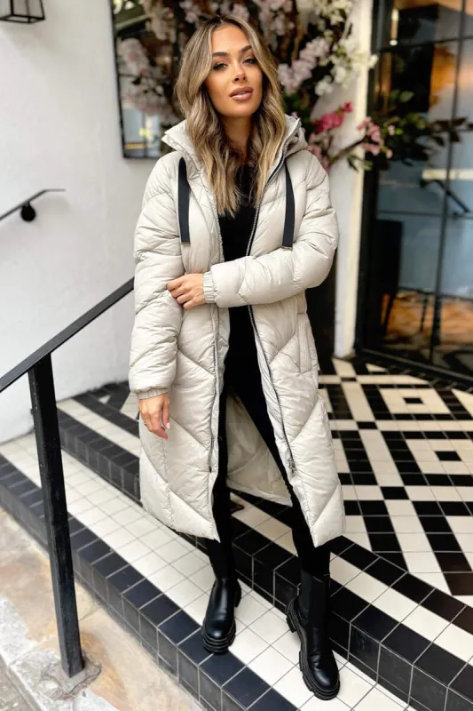 Oyster Long Puffer Coat sold by AX Paris