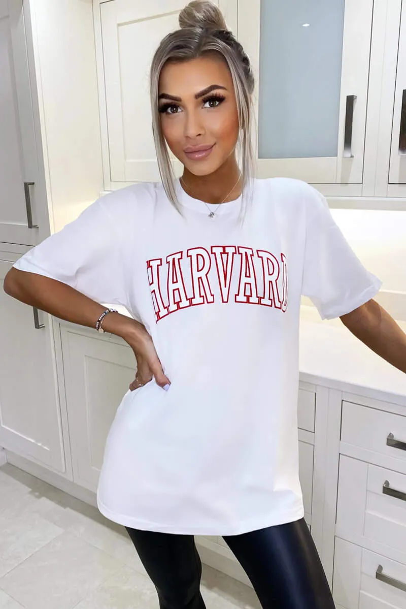 White Harvard Oversized Tee sold by AX Paris product image thumbnail 3