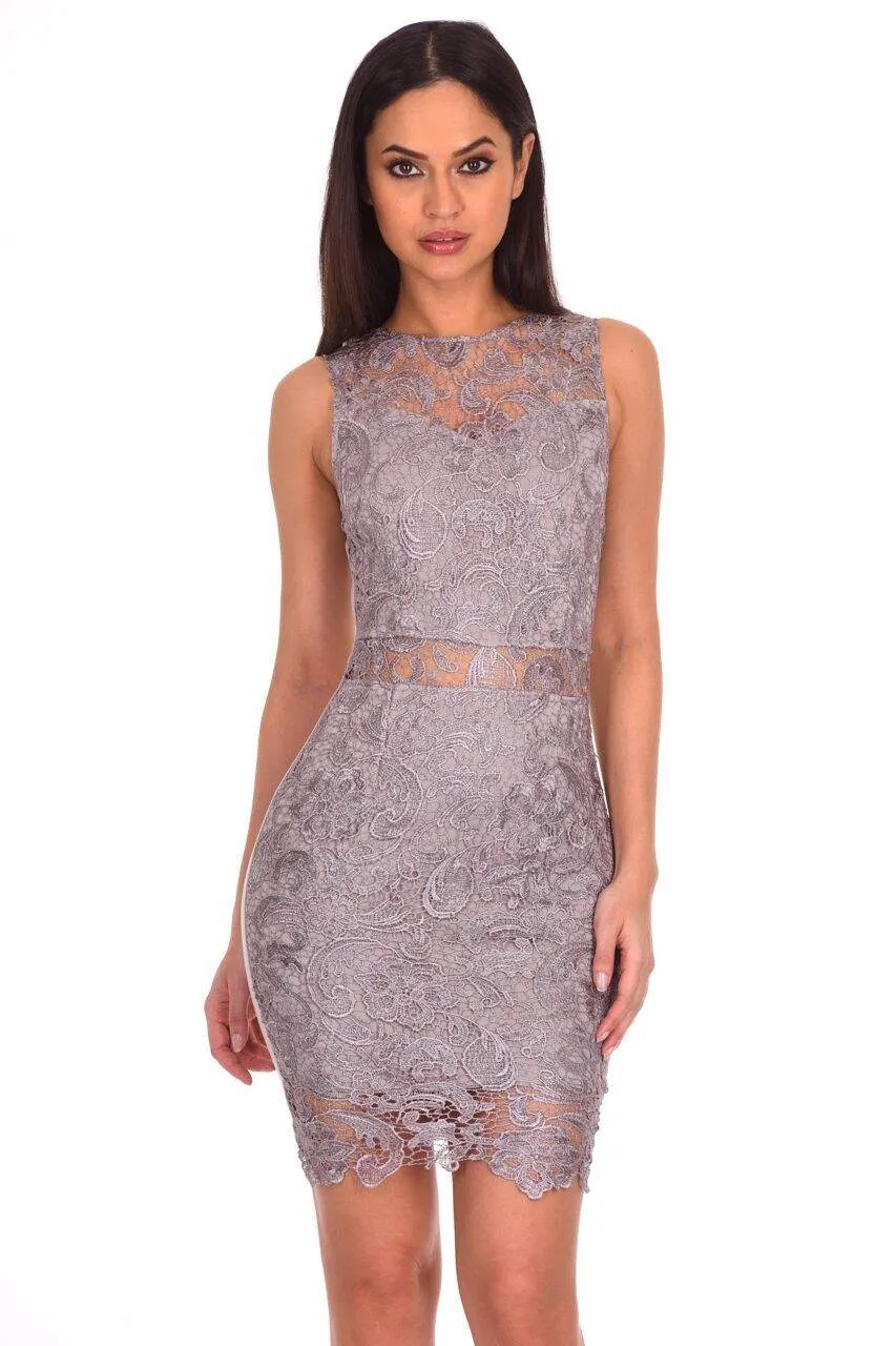 Silver Crochet Embroidered Mini Dress sold by AX Paris product image thumbnail 5