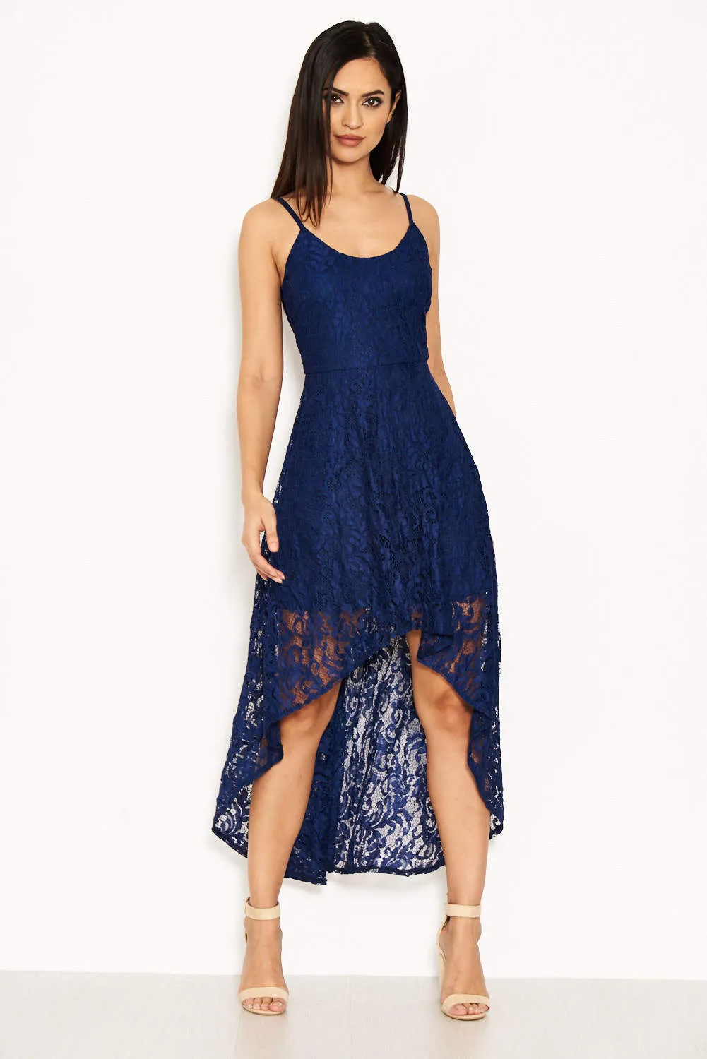 Navy Lace Dress With Waterfall Skirt sold by AX Paris product image thumbnail 2