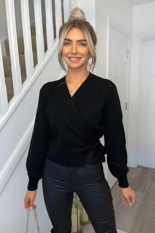 Black Ballerina Wrap Cardigan sold by AX Paris