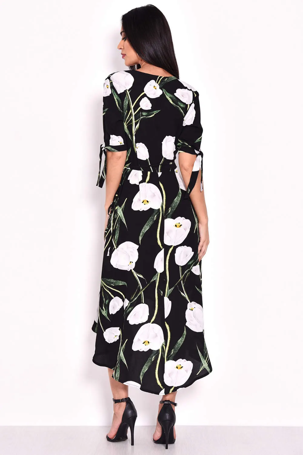 Black Floral Print Wrap Dress sold by AX Paris product image thumbnail 3
